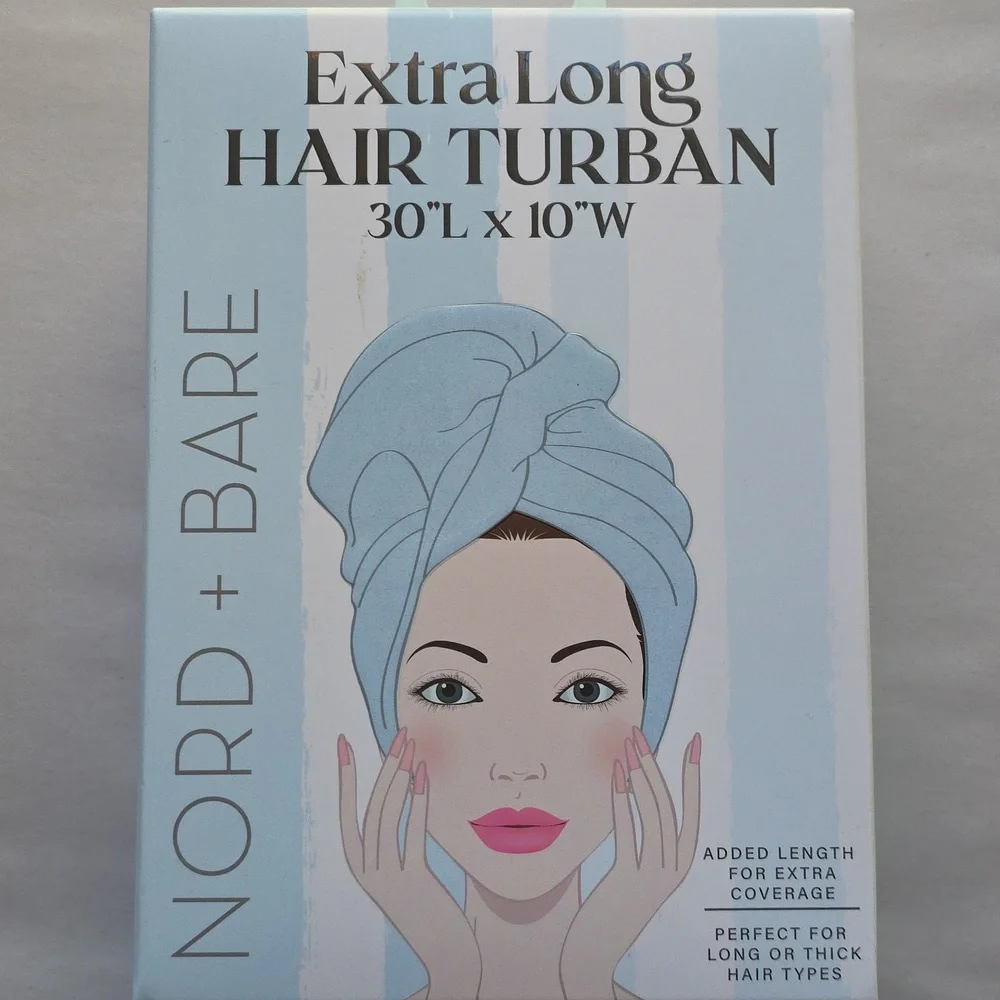 Nord Bare Extra Long Hair Turban in Light Blue NWT